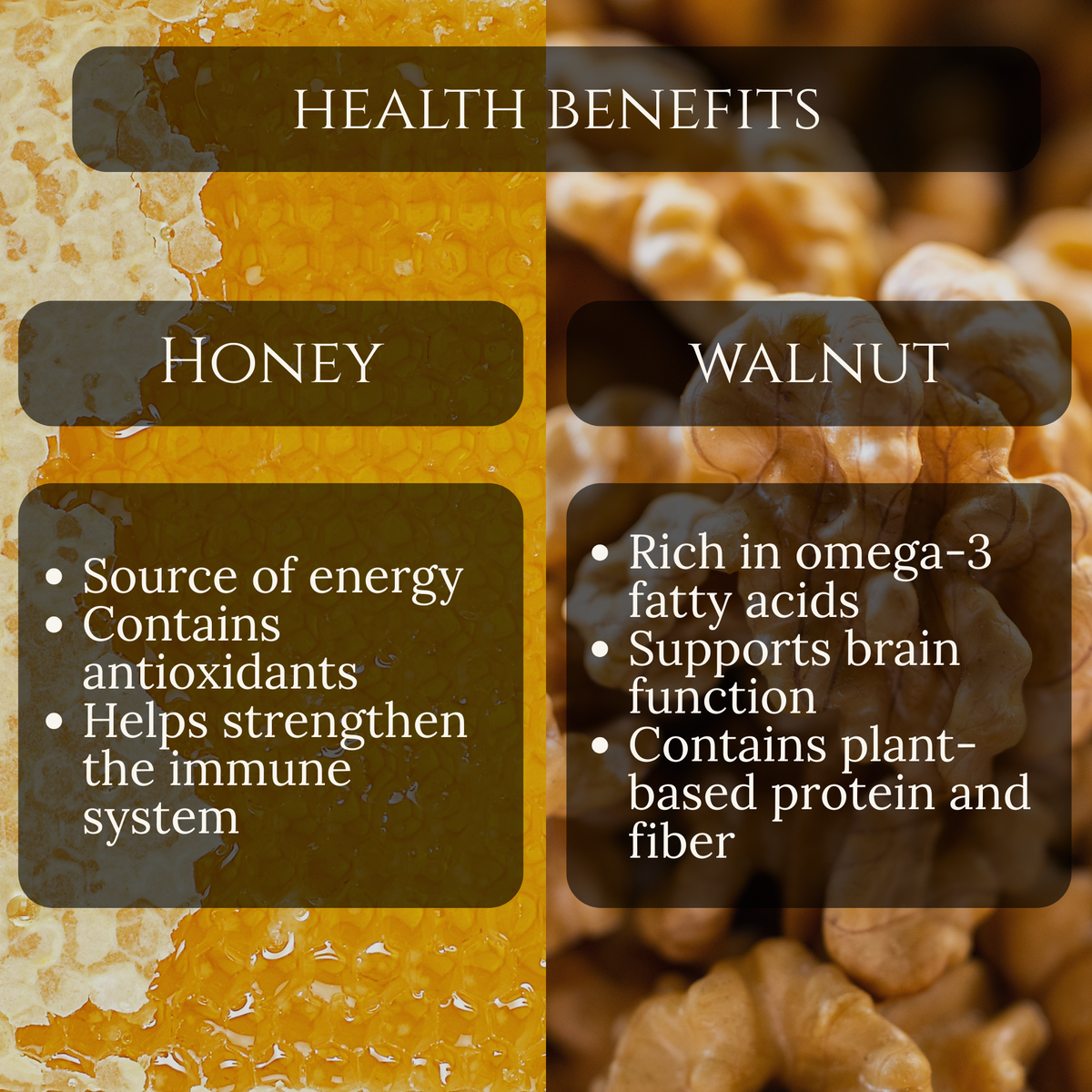 Bee Gold Raw Honey with Whole Walnuts 12 oz