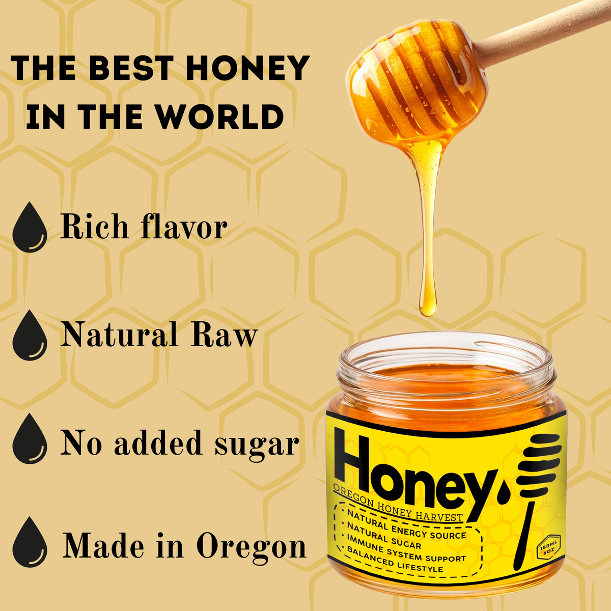 Bee Gold – Pure Raw Honey 6 oz