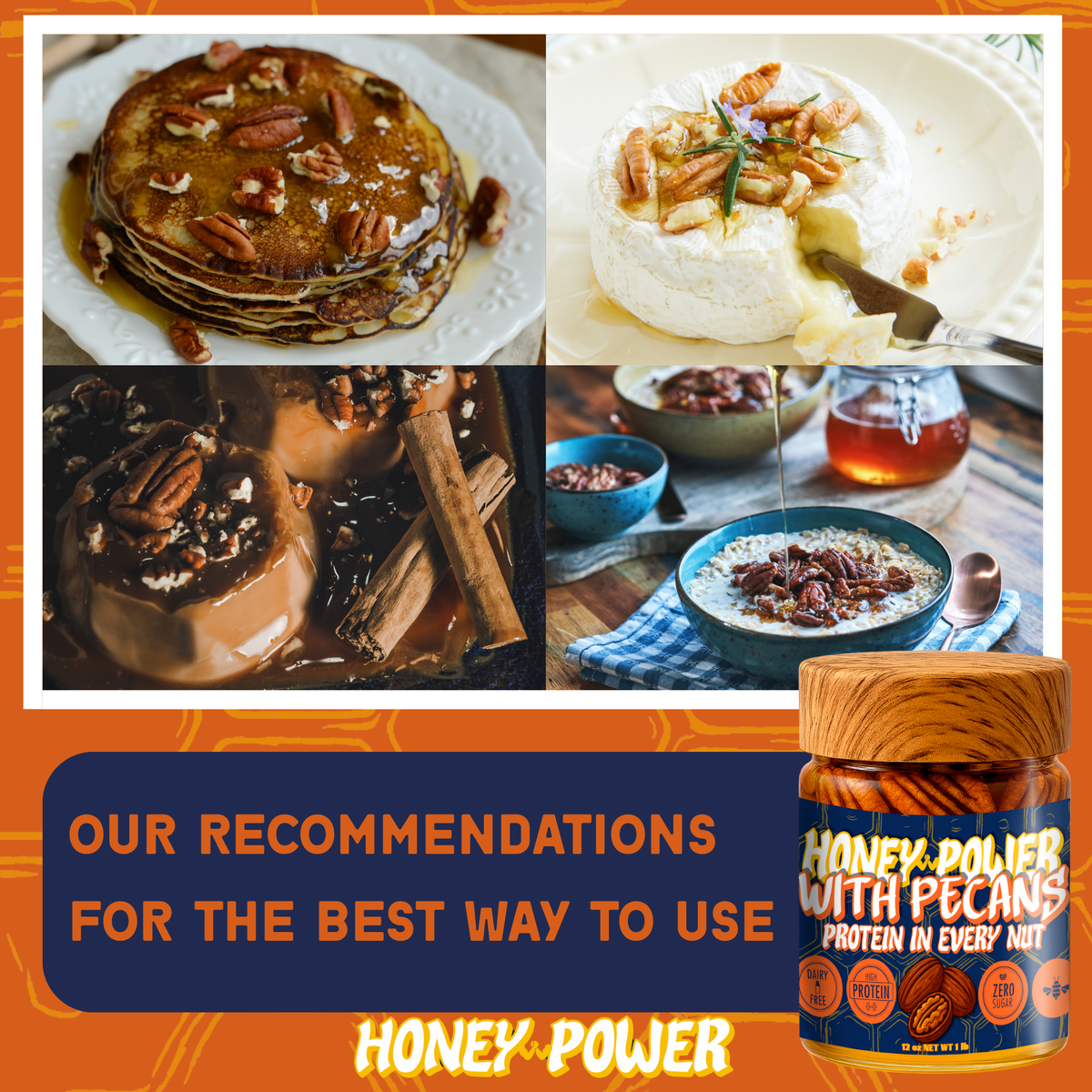 Honey Power with Pecans - Natural Honey Protein in Every Nut 12 oz