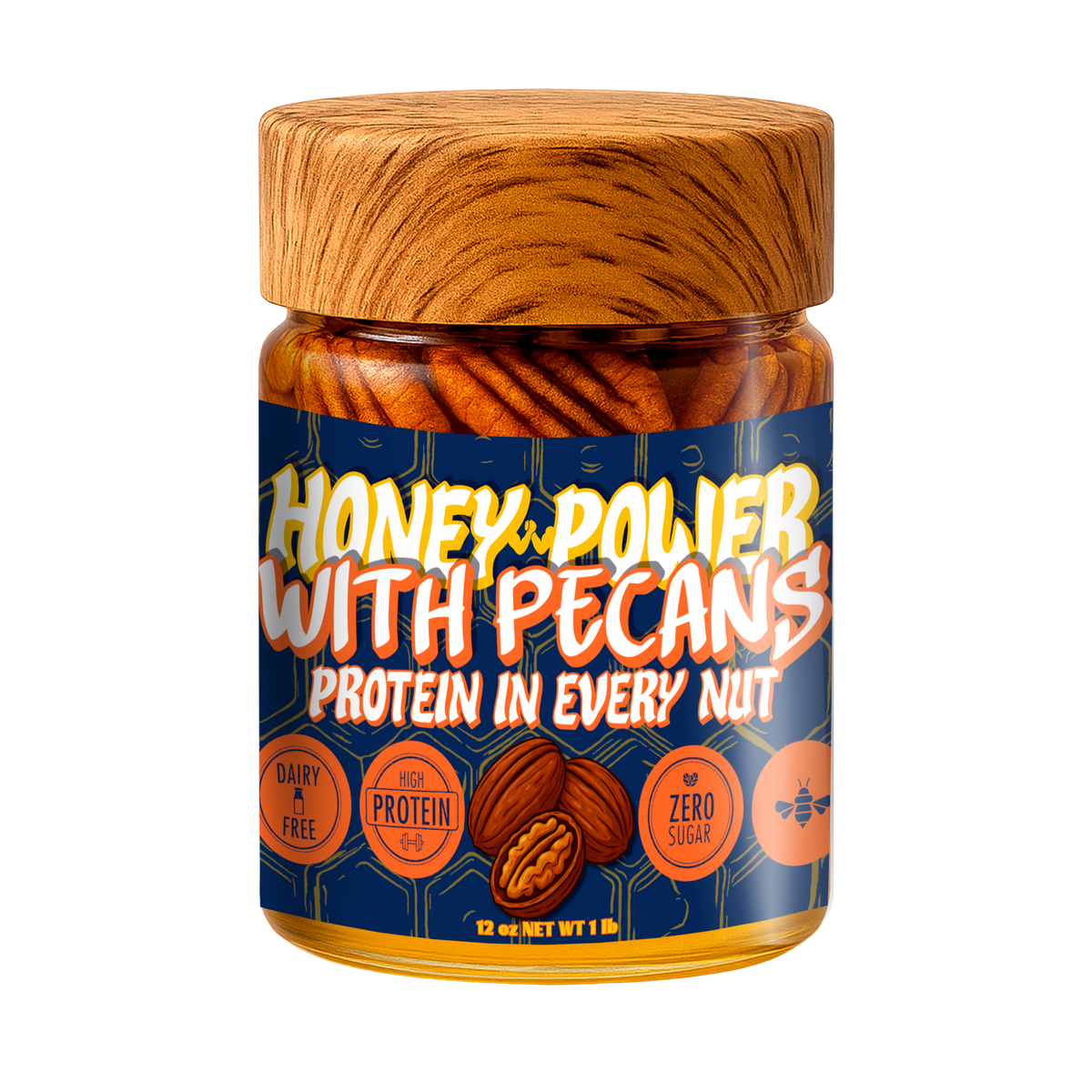 Honey Power with Pecans - Natural Honey Protein in Every Nut 12 oz