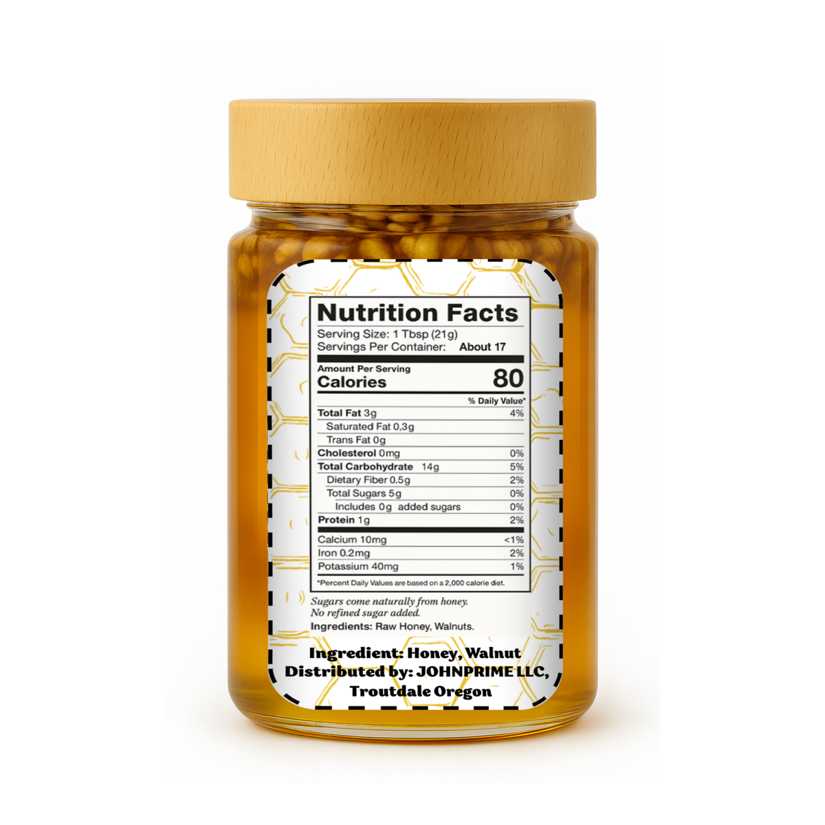 Bee Gold Raw Honey with Whole Walnuts 12 oz
