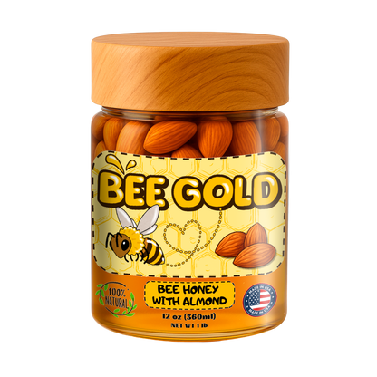 Bee Gold – Raw Honey with Almond 12 oz