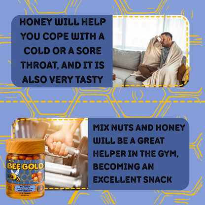 Bee Gold – Raw Blueberry Blossom Honey with Hazelnuts 12 oz