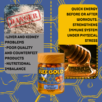 Bee Gold – Raw Blueberry Blossom Honey with Hazelnuts 12 oz