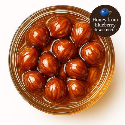 Bee Gold – Raw Blueberry Blossom Honey with Hazelnuts 12 oz