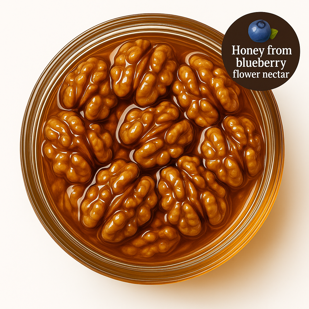 Bee Gold – Raw Blueberry Blossom Honey with Walnuts 12 oz